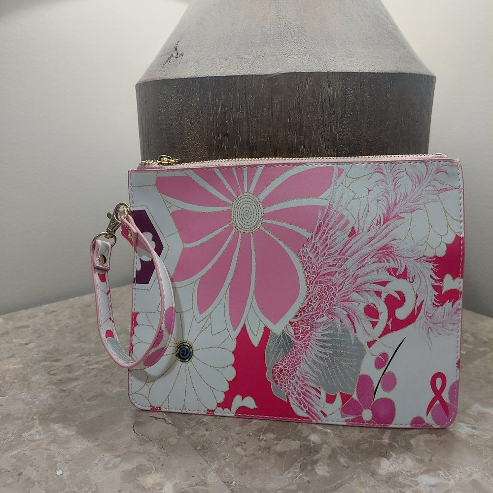 Pink Floral Wristlet